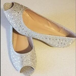 DAVID BRIDAL LOW WEDGE PEEP-TOES WITH CRYSTALS  WOMEN'S SHOE